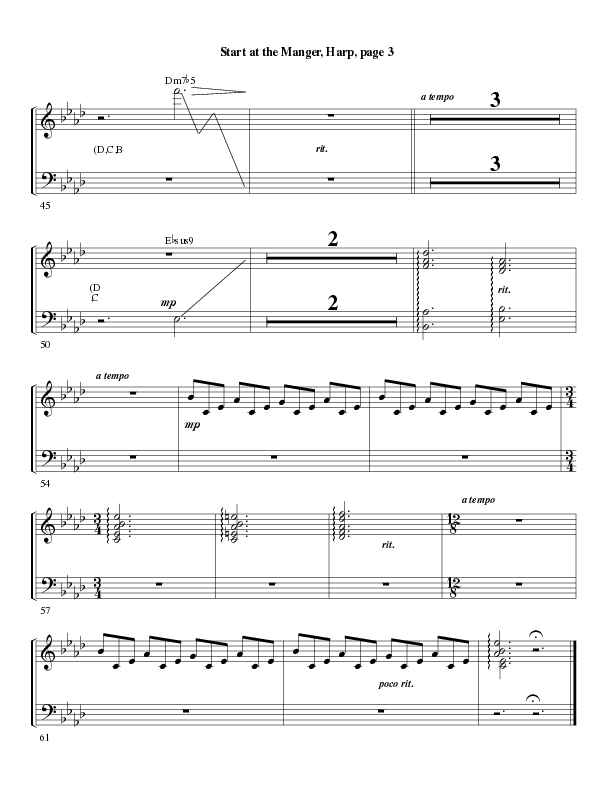 Start At The Manger (Choral Anthem SATB) Harp (Word Music Choral / Arr. Robert Sterling)