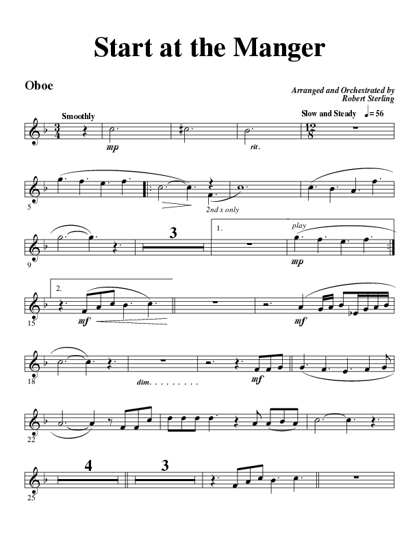 Start At The Manger (Choral Anthem SATB) Oboe (Word Music Choral / Arr. Robert Sterling)