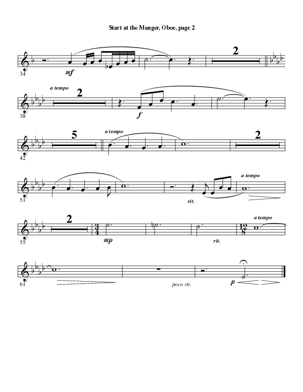 Start At The Manger (Choral Anthem SATB) Oboe (Word Music Choral / Arr. Robert Sterling)