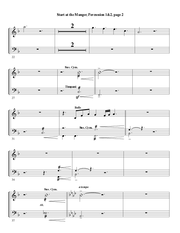 Start At The Manger (Choral Anthem SATB) Percussion 1/2 (Word Music Choral / Arr. Robert Sterling)
