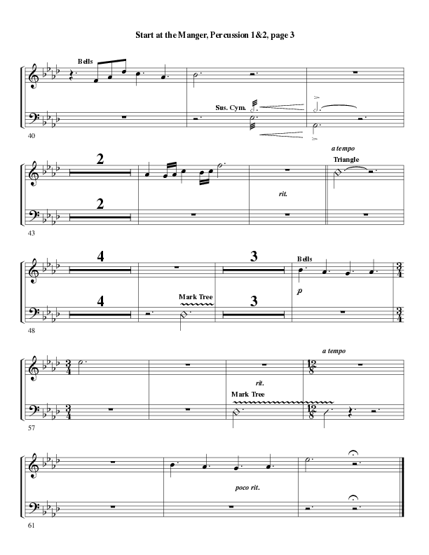 Start At The Manger (Choral Anthem SATB) Percussion 1/2 (Word Music Choral / Arr. Robert Sterling)