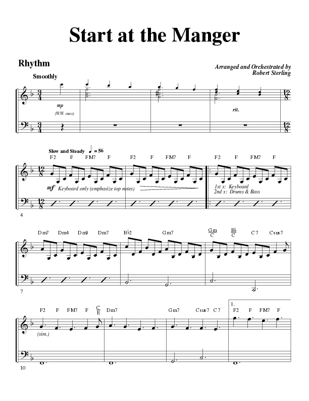 Start At The Manger (Choral Anthem SATB) Rhythm Chart (Word Music Choral / Arr. Robert Sterling)
