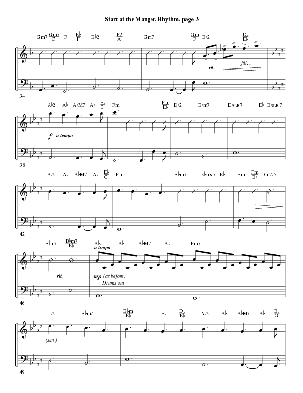 Start At The Manger (Choral Anthem SATB) Rhythm Chart (Word Music Choral / Arr. Robert Sterling)