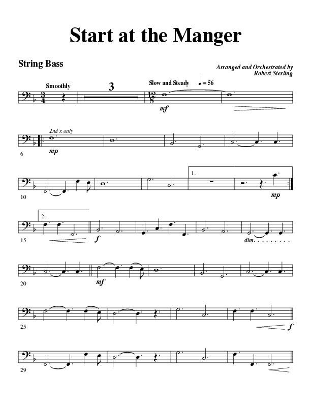 Start At The Manger (Choral Anthem SATB) String Bass (Word Music Choral / Arr. Robert Sterling)