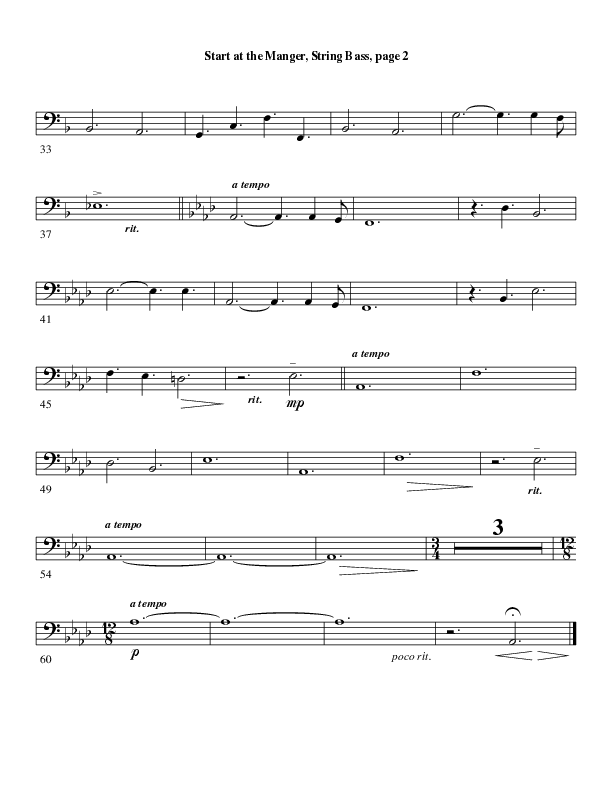 Start At The Manger (Choral Anthem SATB) String Bass (Word Music Choral / Arr. Robert Sterling)