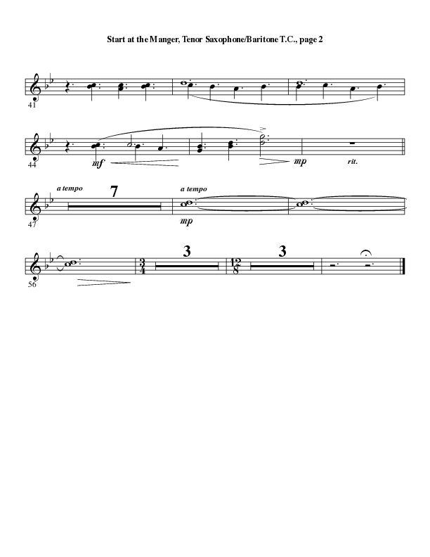 Start At The Manger (Choral Anthem SATB) Tenor Sax/Baritone T.C. (Word Music Choral / Arr. Robert Sterling)