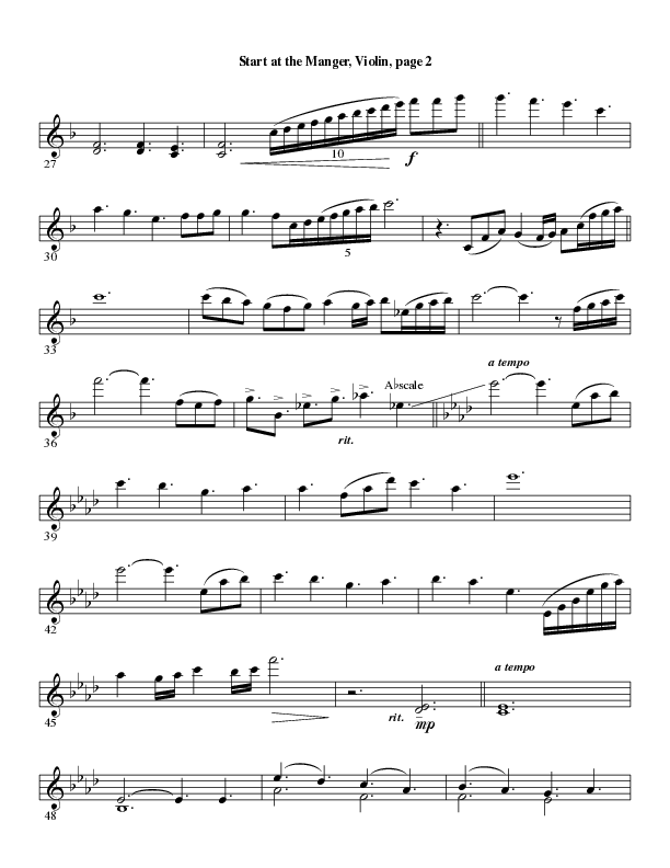 Start At The Manger (Choral Anthem SATB) Violins (Word Music Choral / Arr. Robert Sterling)