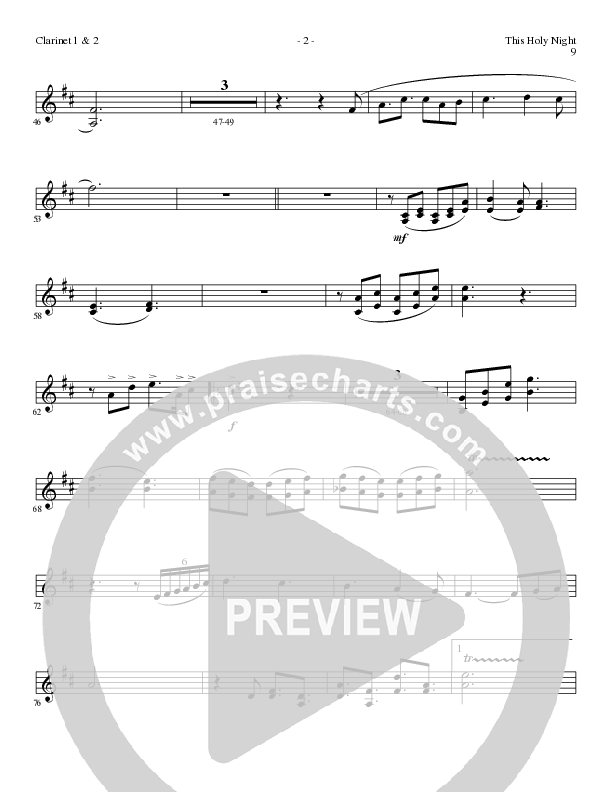 This Holy Night with O Holy Night (Choral Anthem SATB) Clarinet 1/2 (Lillenas Choral / Arr. Gary Rhodes / Orch. Tim Cates)