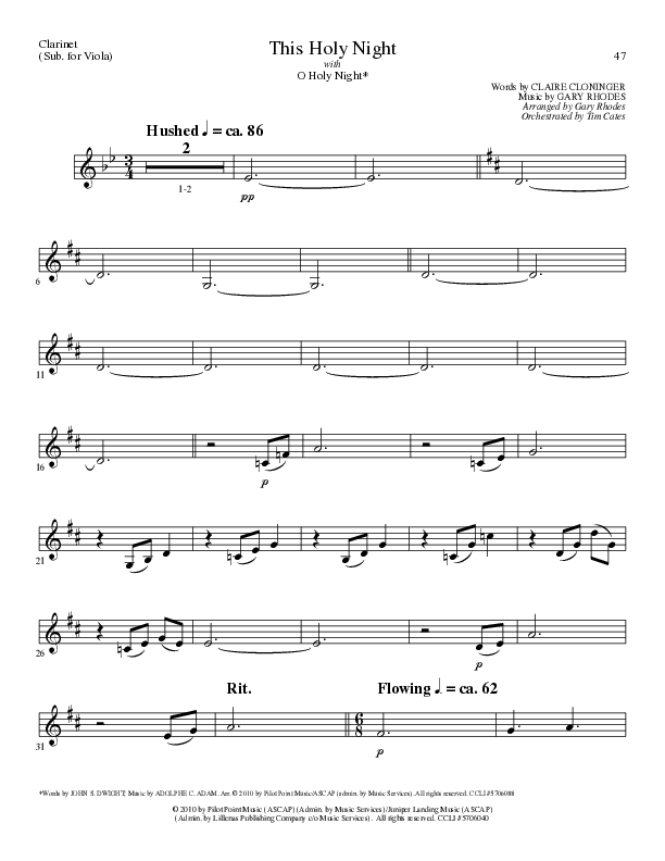 This Holy Night with O Holy Night (Choral Anthem SATB) Clarinet (Lillenas Choral / Arr. Gary Rhodes / Orch. Tim Cates)