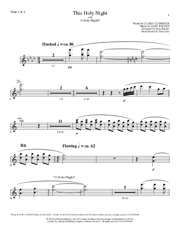 This Holy Night with O Holy Night (Choral Anthem SATB) Flute (Lillenas Choral / Arr. Gary Rhodes / Orch. Tim Cates)