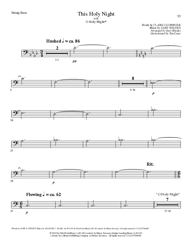 This Holy Night with O Holy Night (Choral Anthem SATB) String Bass (Lillenas Choral / Arr. Gary Rhodes / Orch. Tim Cates)