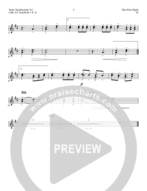 This Holy Night with O Holy Night (Choral Anthem SATB) Tenor Sax/Baritone T.C. (Lillenas Choral / Arr. Gary Rhodes / Orch. Tim Cates)