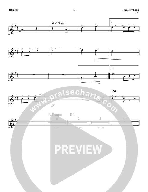 This Holy Night with O Holy Night (Choral Anthem SATB) Trumpet 1,2 (Lillenas Choral / Arr. Gary Rhodes / Orch. Tim Cates)