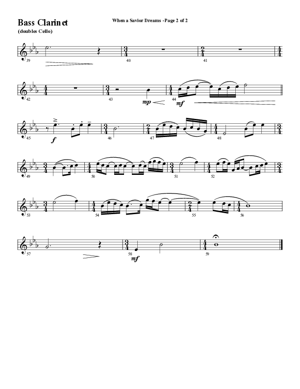 When A Savior Dreams (Choral Anthem SATB) Bass Clarinet (Word Music Choral / Arr. Lari Goss)