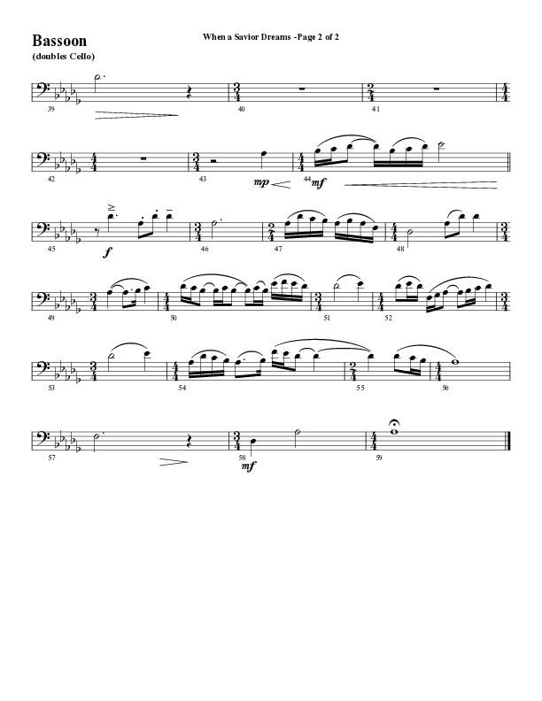When A Savior Dreams (Choral Anthem SATB) Bassoon (Word Music Choral / Arr. Lari Goss)
