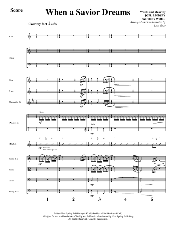 When A Savior Dreams (Choral Anthem SATB) Orchestration (Word Music Choral / Arr. Lari Goss)