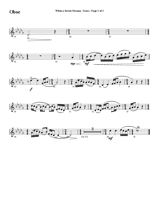 When A Savior Dreams (Choral Anthem SATB) Oboe (Word Music Choral / Arr. Lari Goss)