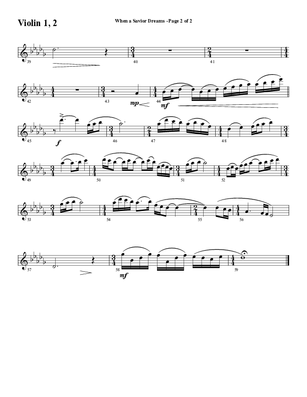 When A Savior Dreams (Choral Anthem SATB) Violin 1/2 (Word Music Choral / Arr. Lari Goss)