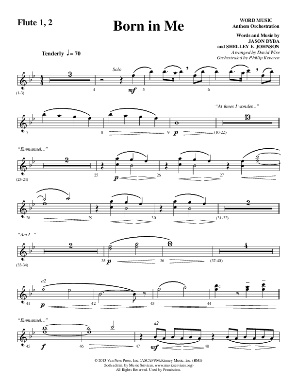 Born In Me (Choral Anthem SATB) Flute 1/2 (Word Music Choral / Arr. David Wise / Orch. Phillip Keveren)
