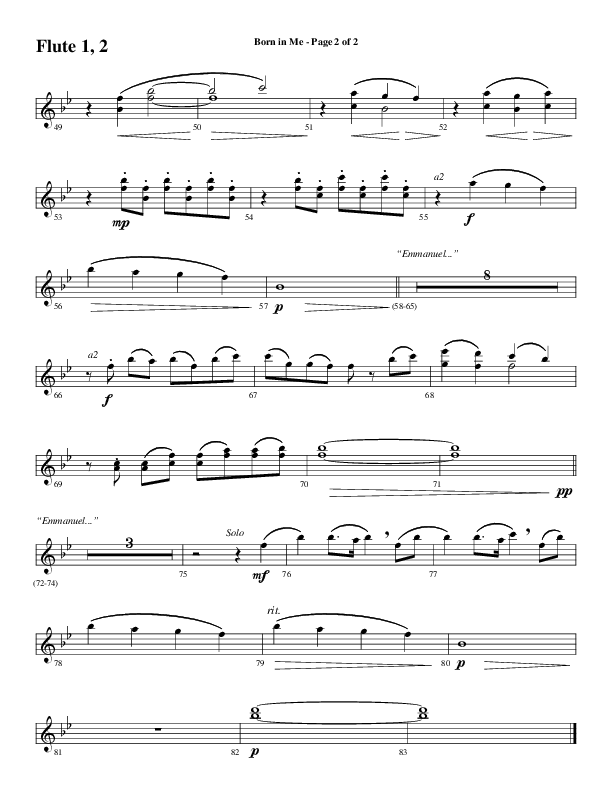 Born In Me (Choral Anthem SATB) Flute 1/2 (Word Music Choral / Arr. David Wise / Orch. Philip Keveren)