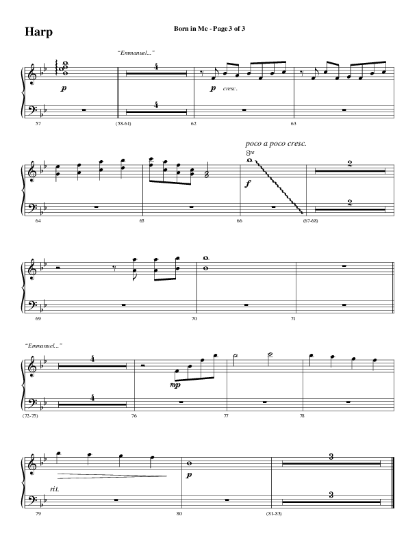 Born In Me (Choral Anthem SATB) Harp (Word Music Choral / Arr. David Wise / Orch. Philip Keveren)