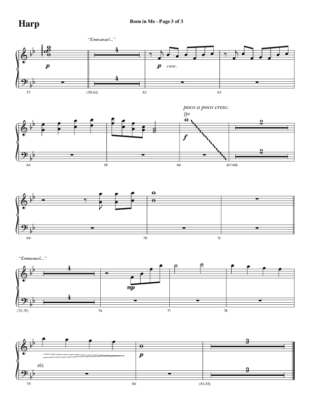 Born In Me (Choral Anthem SATB) Harp (Word Music Choral / Arr. David Wise / Orch. Phillip Keveren)