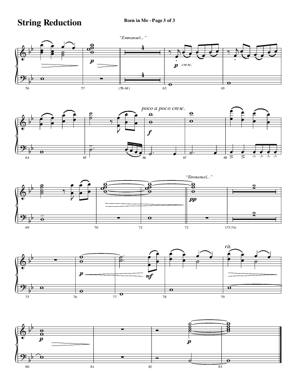 Born In Me (Choral Anthem SATB) String Reduction (Word Music Choral / Arr. David Wise / Orch. Philip Keveren)
