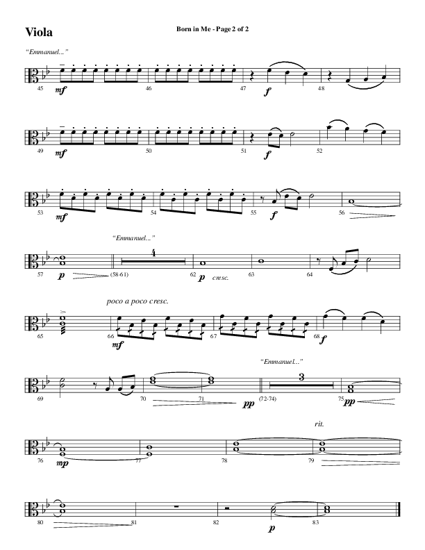 Born In Me (Choral Anthem SATB) Viola (Word Music Choral / Arr. David Wise / Orch. Philip Keveren)