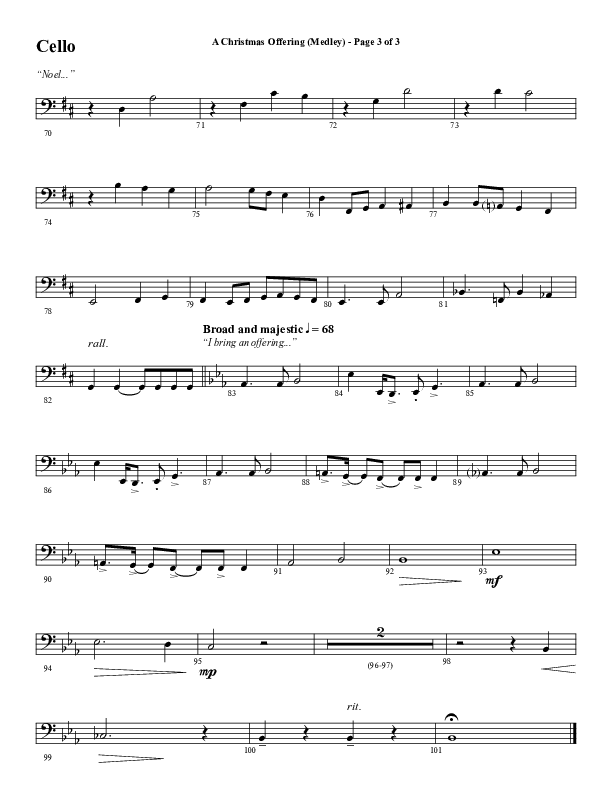 A Christmas Ofering (Medley) (Choral Anthem SATB) Cello (Word Music Choral / Arr. Marty Parks)