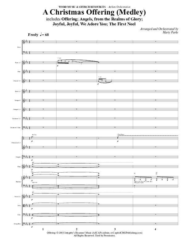 A Christmas Ofering (Medley) (Choral Anthem SATB) Orchestration (Word Music Choral / Arr. Marty Parks)
