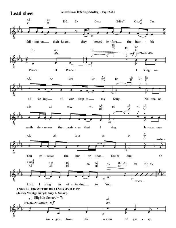 A Christmas Ofering (Medley) (Choral Anthem SATB) Lead Sheet (Melody) (Word Music Choral / Arr. Marty Parks)