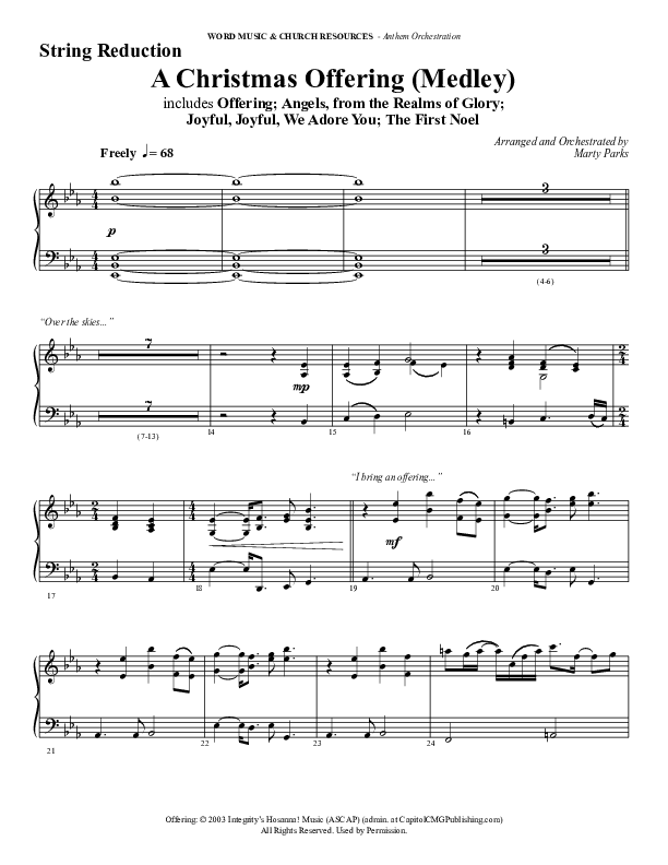 A Christmas Ofering (Medley) (Choral Anthem SATB) String Reduction (Word Music Choral / Arr. Marty Parks)