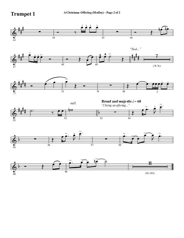 A Christmas Ofering (Medley) (Choral Anthem SATB) Trumpet 1 (Word Music Choral / Arr. Marty Parks)