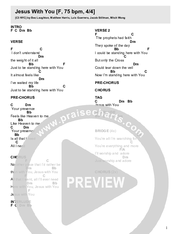 Jesus With You Chord Chart (FOUNT)