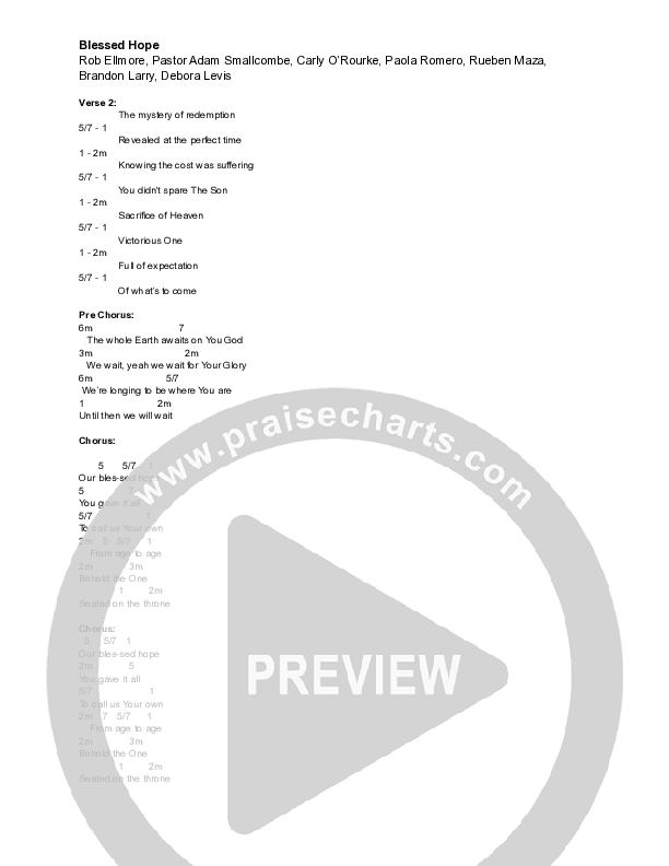 Blessed Hope Chord Chart (Vive Worship)