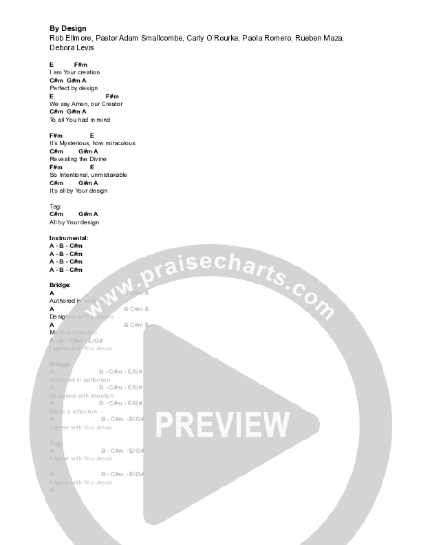 By Design  Chord Chart (Vive Worship)