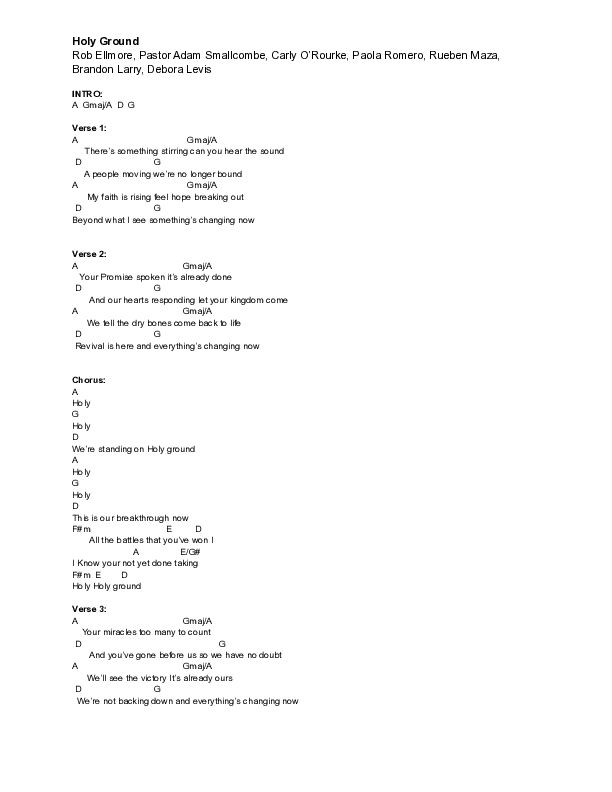 Holy Ground Chords PDF (Vive Worship) PraiseCharts