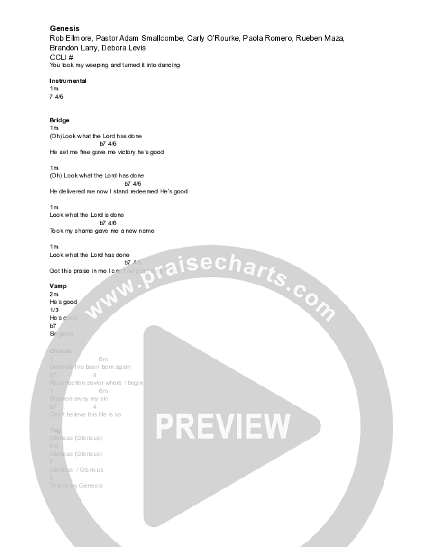 Genesis  Chord Chart (Vive Worship)