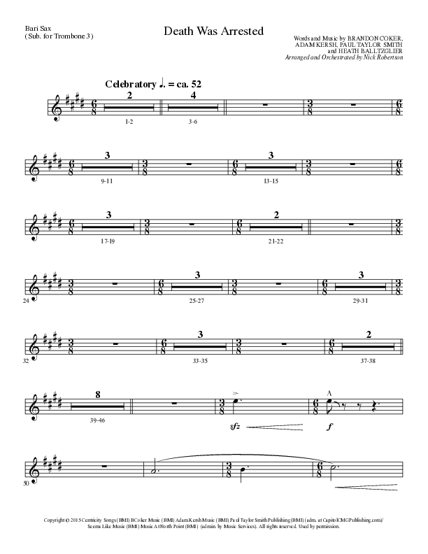Death Was Arrested (Choral Anthem SATB) Bari Sax (Lillenas Choral / Arr. Nick Robertson)