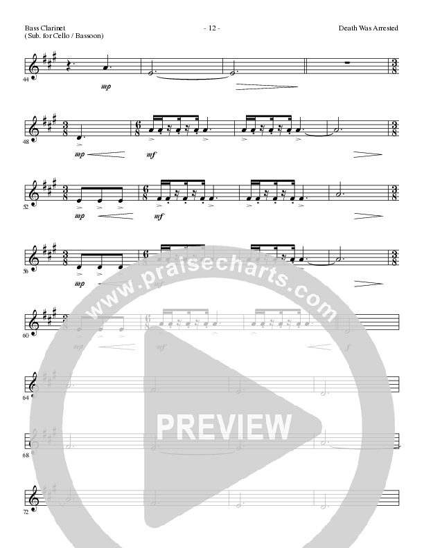 Death Was Arrested (Choral Anthem SATB) Bass Clarinet (Lillenas Choral / Arr. Nick Robertson)