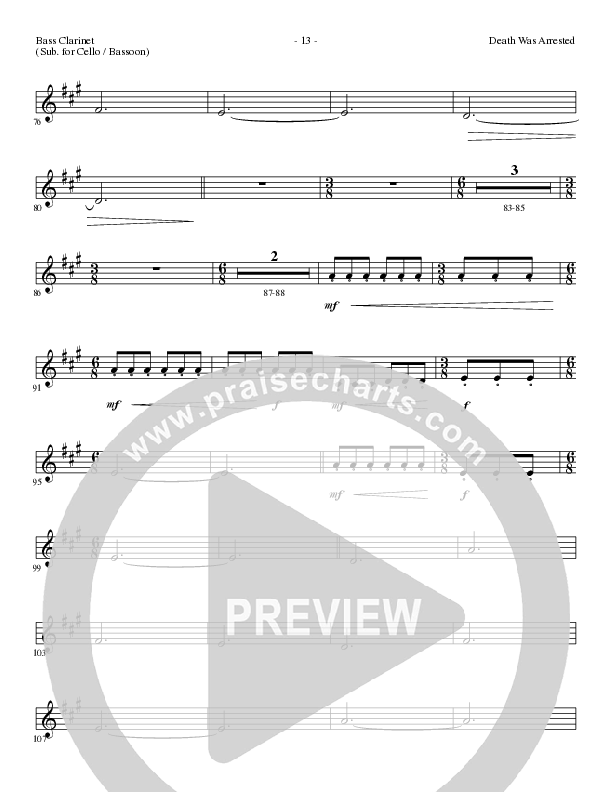 Death Was Arrested (Choral Anthem SATB) Bass Clarinet (Lillenas Choral / Arr. Nick Robertson)