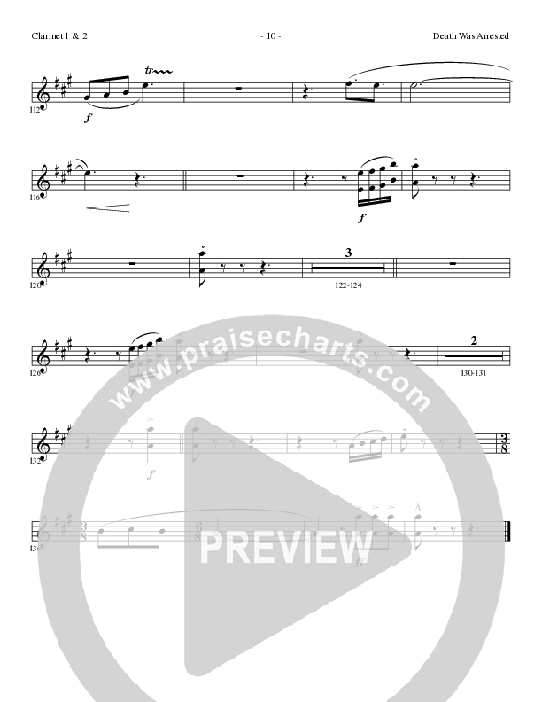Death Was Arrested (Choral Anthem SATB) Clarinet 1/2 (Lillenas Choral / Arr. Nick Robertson)