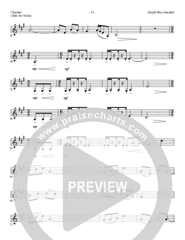 Death Was Arrested (Choral Anthem SATB) Clarinet (Lillenas Choral / Arr. Nick Robertson)