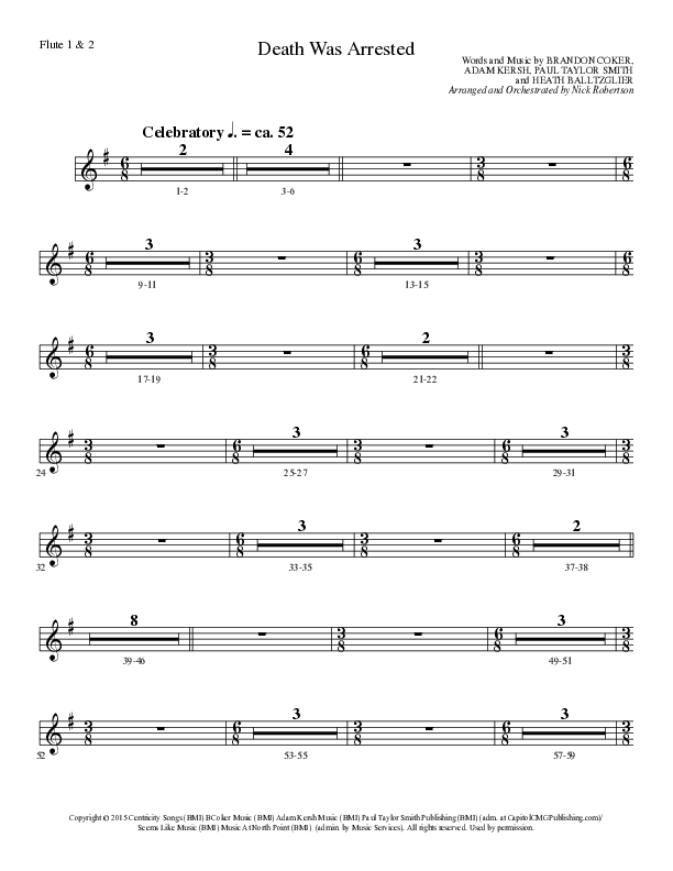 Death Was Arrested (Choral Anthem SATB) Flute 1/2 (Lillenas Choral / Arr. Nick Robertson)