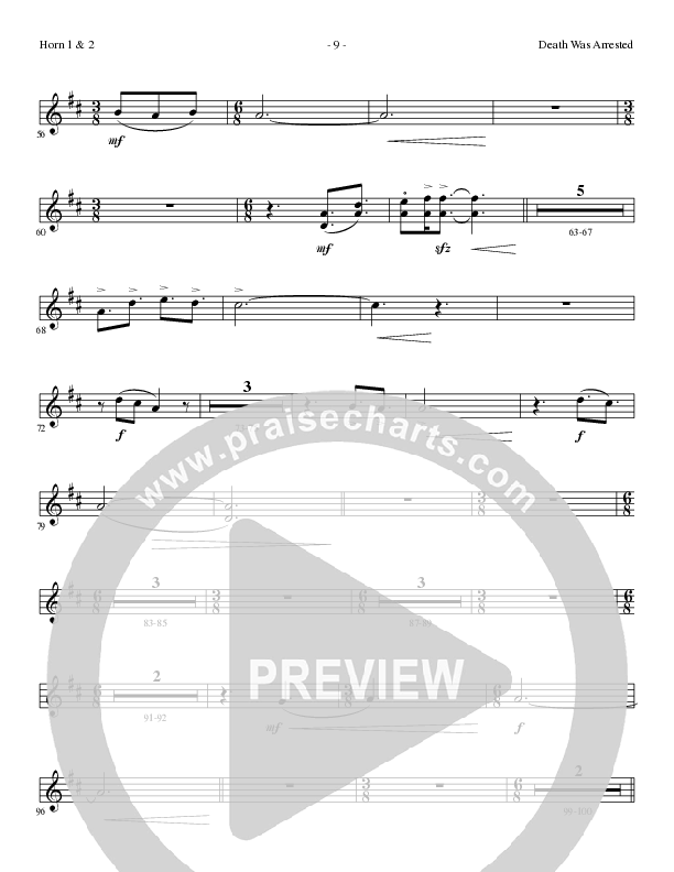 Death Was Arrested (Choral Anthem SATB) French Horn 1/2 (Lillenas Choral / Arr. Nick Robertson)