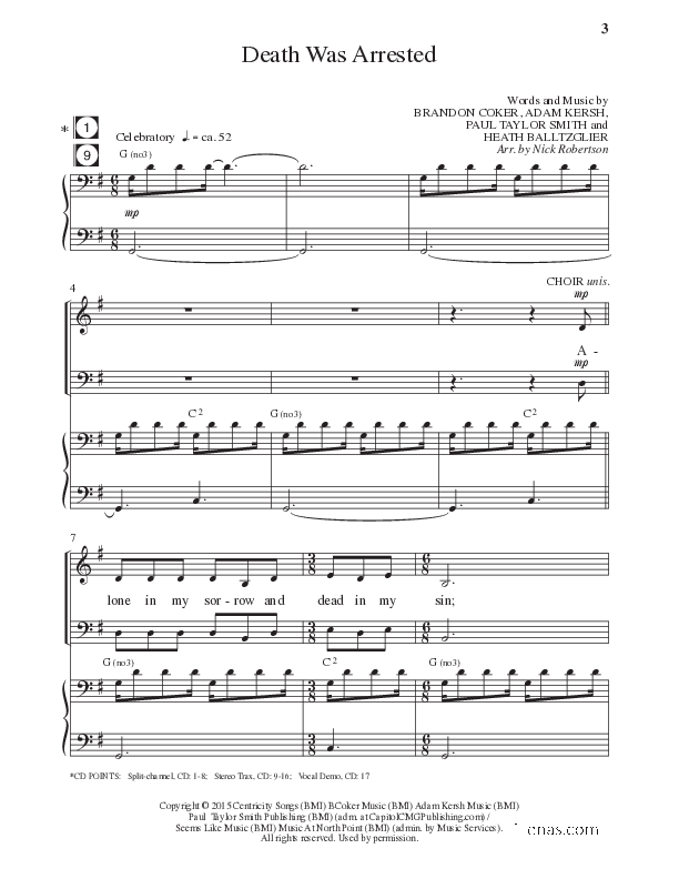 Death Was Arrested (Choral Anthem SATB) Anthem (SATB/Piano) (Lillenas Choral / Arr. Nick Robertson)