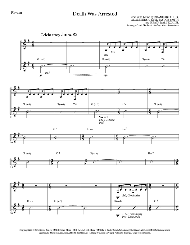 Death Was Arrested (Choral Anthem SATB) Rhythm Chart (Lillenas Choral / Arr. Nick Robertson)