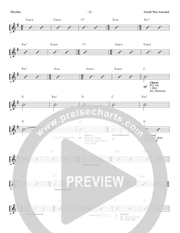 Death Was Arrested (Choral Anthem SATB) Rhythm Chart (Lillenas Choral / Arr. Nick Robertson)