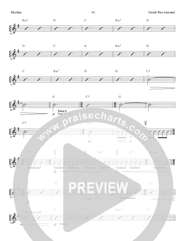 Death Was Arrested (Choral Anthem SATB) Rhythm Chart (Lillenas Choral / Arr. Nick Robertson)