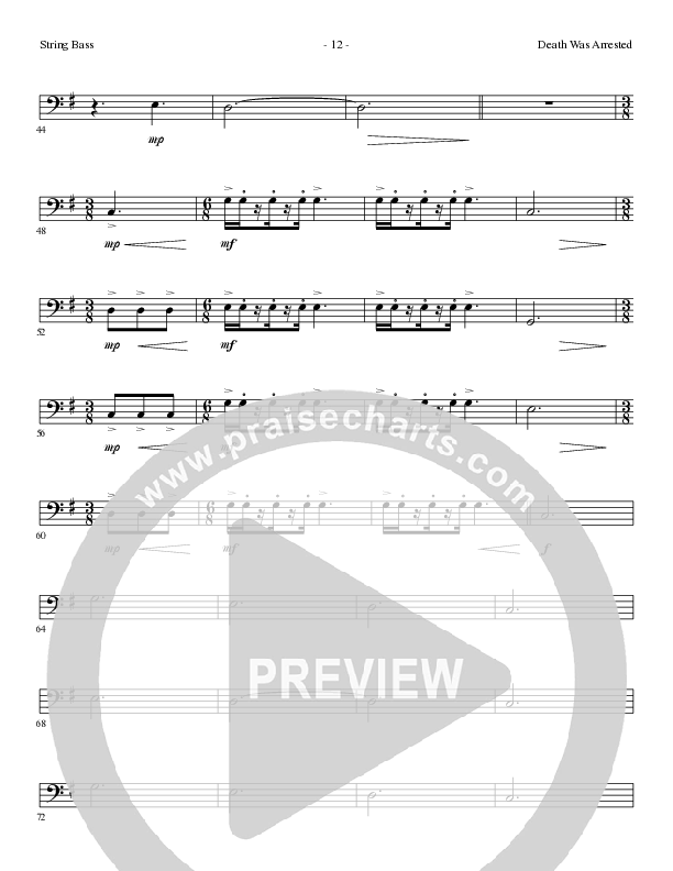 Death Was Arrested (Choral Anthem SATB) String Bass (Lillenas Choral / Arr. Nick Robertson)